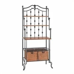 Best Sale ✔️ Southern Enterprises SEI Furniture Carlsbad Baker's Rack In Black 💯