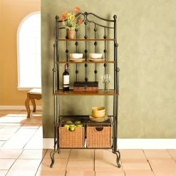 Best Sale ✔️ Southern Enterprises SEI Furniture Carlsbad Baker's Rack In Black 💯 -Bakers Racks Sales 155130 L
