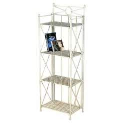 Outlet 🎉 Pemberly Row 16" 4 Tier Iron Bakers Rack In White 🧨