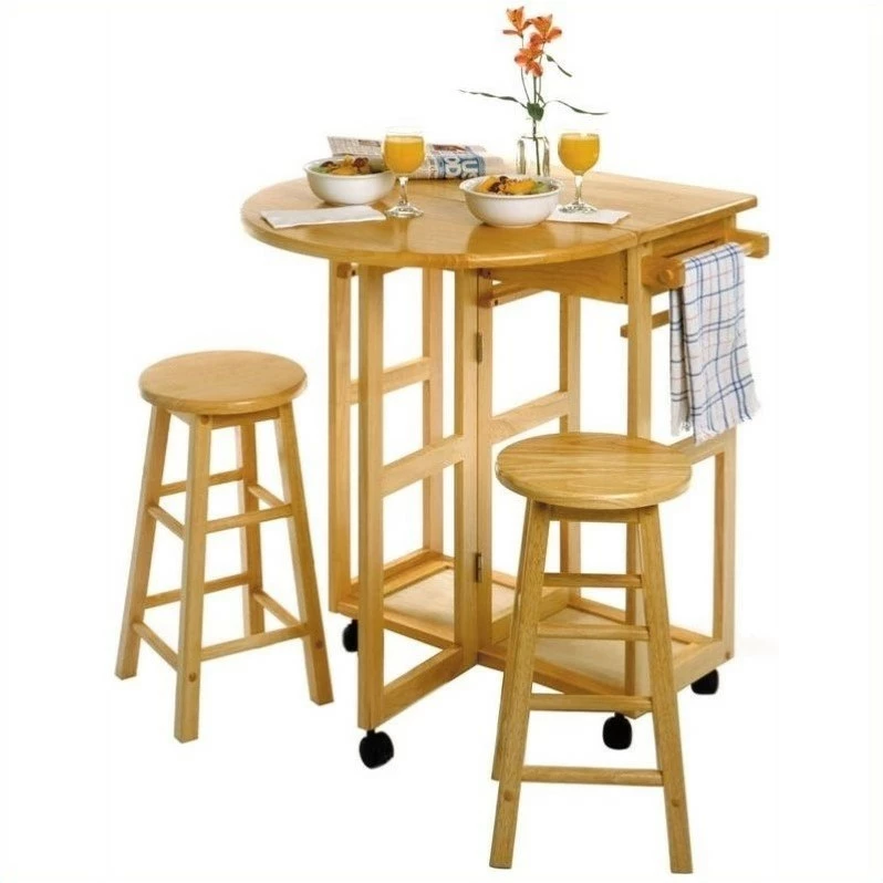 Budget 👍 Winsome Basics Mobile Breakfast Table Set With 2 Stools In Natural 👏 1 Budget 👍 Winsome Basics Mobile Breakfast Table Set With 2 Stools In Natural 👏