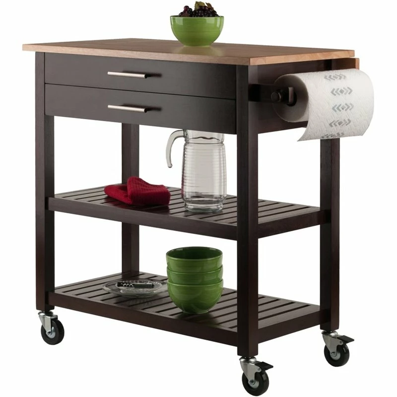 Promo ๐งจ Winsome Langdon Transitional Solid Wood Kitchen Cart In Cappuccino ๐ 3 Promo ๐งจ Winsome Langdon Transitional Solid Wood Kitchen Cart In Cappuccino ๐ - Image 3