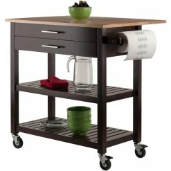 Promo ๐งจ Winsome Langdon Transitional Solid Wood Kitchen Cart In Cappuccino ๐ 14 Promo ๐งจ Winsome Langdon Transitional Solid Wood Kitchen Cart In Cappuccino ๐ -Bakers Racks Sales 2005317 12 L