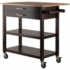 Promo ๐งจ Winsome Langdon Transitional Solid Wood Kitchen Cart In Cappuccino ๐ 17 Promo ๐งจ Winsome Langdon Transitional Solid Wood Kitchen Cart In Cappuccino ๐ -Bakers Racks Sales 2005317 15 L