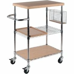 Hot Sale 🌟 Winsome Madera Transitional Bamboo Top Metal Kitchen Cart In Natural 🔔