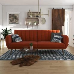Outlet ✔️ Allora Linen Futon In Persimmon Orange ⭐