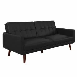 New 👍 DHP Nia Modern Futon In Black Faux Leather 😉