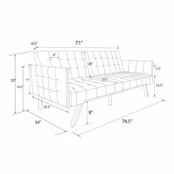 Promo 💯 DHP Emily Convertible Futon And Sofa Sleeper In Grey Linen 💯 -Bakers Racks Sales 2189784 10 L