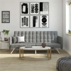 Promo 💯 DHP Emily Convertible Futon And Sofa Sleeper In Grey Linen 💯 -Bakers Racks Sales 2189784 7 L