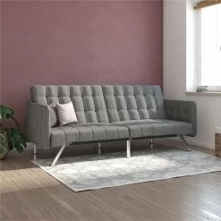 Promo 💯 DHP Emily Convertible Futon And Sofa Sleeper In Grey Linen 💯 -Bakers Racks Sales 2189784 8 L