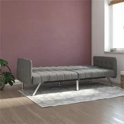 Promo 💯 DHP Emily Convertible Futon And Sofa Sleeper In Grey Linen 💯 -Bakers Racks Sales 2189784 9 L
