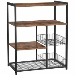 Best deal ๐ Benjara 13.8" Contemporary Wood And Metal Bakers Rack In Brown And Black ๐