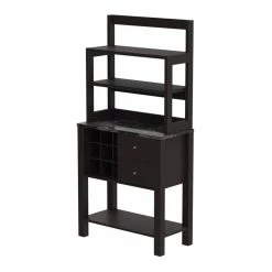 Outlet 🔥 Benjara 31" Modern Wood Well Designed Efficient Bakers Rack In Dark Brown 🎉