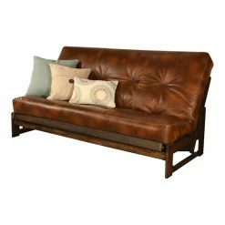 Coupon ๐ Kodiak Furniture Aspen Futon With Faux Leather Mattress In Saddle Brown ๐