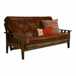 Best deal ๐ Kodiak Furniture Tucson Rustic Walnut Futon With Brown Faux Leather Mattress ๐