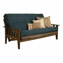 Buy 🥰 Kodiak Furniture Tucson Frame With Suede Fabric Mattress In Blue/Rustic Walnut ⭐
