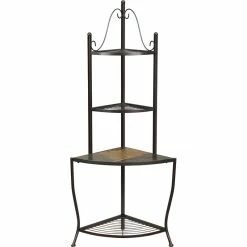 Best Pirce ๐ 4D Concepts Rustic Slate Top Metal Corner Baker's Rack In Black ๐ฅฐ
