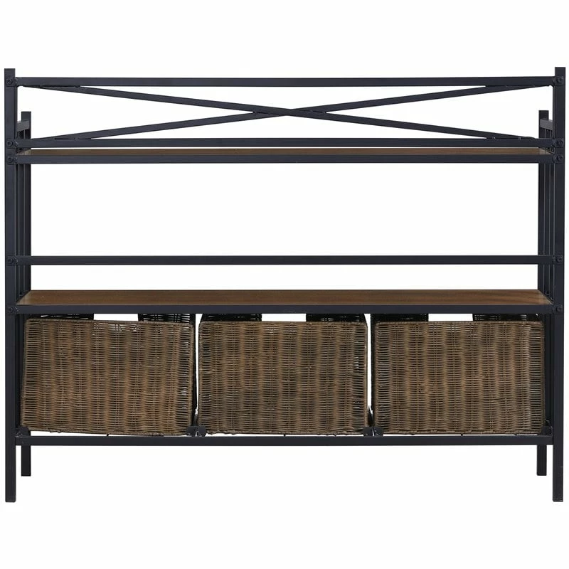 Best Sale 🛒 Southern Enterprises SEI Furniture Pengrove Farmhouse Metal Bakers Rack Sideboard In Brown 😍 4 Best Sale 🛒 Southern Enterprises SEI Furniture Pengrove Farmhouse Metal Bakers Rack Sideboard In Brown 😍 - Image 4
