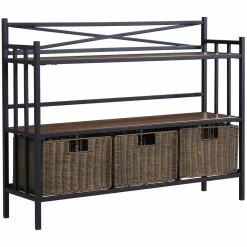 Best Sale 🛒 Southern Enterprises SEI Furniture Pengrove Farmhouse Metal Bakers Rack Sideboard In Brown 😍