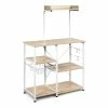 Discount 🔔 Costway 4-Tier MDF Vintage Kitchen Baker's Rack With Basket & 5 Hooks In Natural 🥰