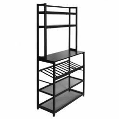 Best Sale 😀 Better Home Products 6 Tier Metal Kitchen Baker's Rack With Wine Rack In Black 🧨