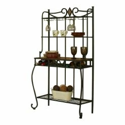 Top 10 😀 Sunset Trading Dart Transitional Metal/Wood Bakers Rack In Espresso/Light Oak ⭐