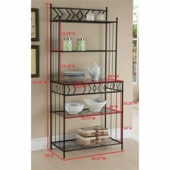 Budget ⭐ Pilaster Designs Mason 5-tier Metal Freestanding Kitchen Bakers Rack In Black ✔️ -Bakers Racks Sales 2430400 5 L