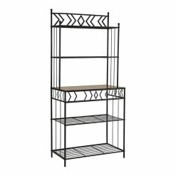 Budget ⭐ Pilaster Designs Mason 5-tier Metal Freestanding Kitchen Bakers Rack In Black ✔️