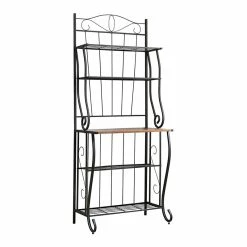 Cheap 👏 Pilaster Designs Bian 5-tier Metal Freestanding Kitchen Bakers Rack In Black 🤩