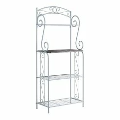 Best Pirce 🥰 Pilaster Designs Destin 4-tier Metal Freestanding Kitchen Bakers Rack In White 🔔