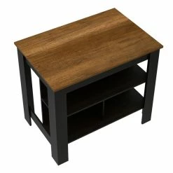 Buy 🎉 RST Brands Lindon MDF Veneer Kitchen Island In Black With Maple Top ✔️ -Bakers Racks Sales 2443954 5 L
