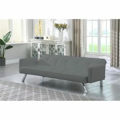 Top 10 ⌛ Carolina Classics Nario Convertible Leatherette Sleeper Sofa In Gray 🧨 -Bakers Racks Sales 2452730 2 L