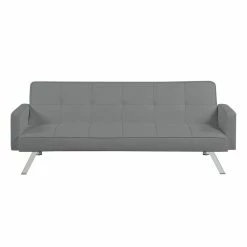 Top 10 ⌛ Carolina Classics Nario Convertible Leatherette Sleeper Sofa In Gray 🧨 -Bakers Racks Sales 2452730 4 L