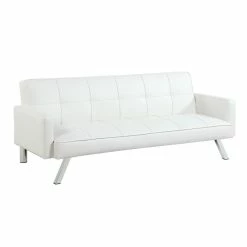 Flash Sale 😍 Carolina Classics Nario Convertible Leatherette Sleeper Sofa In White ✨