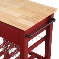Cheapest 😀 OS Home And Office Furniture HMPNW-9 Hampton Kitchen Cart In Red 🔥 -Bakers Racks Sales 2482276 2 L