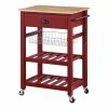 Cheapest 😀 OS Home And Office Furniture HMPNW-9 Hampton Kitchen Cart In Red 🔥