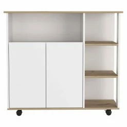 Deals โญ FM Furniture Serbia Wood Kitchen Island With 4 Open Shelves In Light Oak/White ๐ฏ