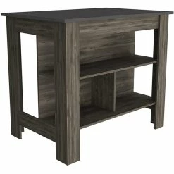 New ✨ Tuhome Furniture TUHOME Cala Kitchen Island Dark Brown- Onix Engineered Wood 👏