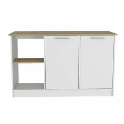 Discount ๐ Tuhome Furniture TUHOME Juniper Kitchen Island - Light Oak-White Engineered Wood ๐ฏ