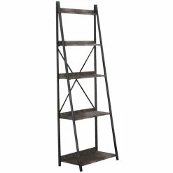 Discount ❤️ Sunset Trading Star Freestanding 4 Shelf Ladder Tall Bookshelf In Gray Metal And Wood 💯