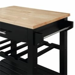 Brand new 😍 Convenience Concepts Ellaine Four-Tier Butcher Block Kitchen Cart W/ Drawer & Wine Rack In Black Wood 🧨 -Bakers Racks Sales 2514880 6 L