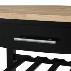 Brand new 😍 Convenience Concepts Ellaine Four-Tier Butcher Block Kitchen Cart W/ Drawer & Wine Rack In Black Wood 🧨 -Bakers Racks Sales 2514880 7 L