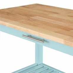 Promo 🔥 Convenience Concepts Designs2Go Three-Tier Butcher Block Kitchen Prep Island W/Drawer In Blue Wood ❤️ -Bakers Racks Sales 2514886 5 L