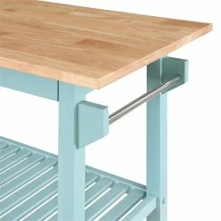 Promo 🔥 Convenience Concepts Designs2Go Three-Tier Butcher Block Kitchen Prep Island W/Drawer In Blue Wood ❤️ -Bakers Racks Sales 2514886 6 L