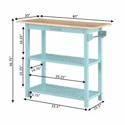 Promo 🔥 Convenience Concepts Designs2Go Three-Tier Butcher Block Kitchen Prep Island W/Drawer In Blue Wood ❤️ -Bakers Racks Sales 2514886 8 L