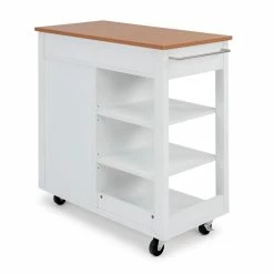 Flash Sale ⭐ Homestyles Storage Plus Off White Wood Kitchen Cart 😀 -Bakers Racks Sales 2520579 1 L