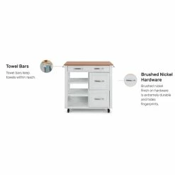 Flash Sale ⭐ Homestyles Storage Plus Off White Wood Kitchen Cart 😀 -Bakers Racks Sales 2520579 2 L