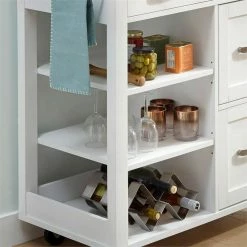 Flash Sale ⭐ Homestyles Storage Plus Off White Wood Kitchen Cart 😀 -Bakers Racks Sales 2520579 5 L