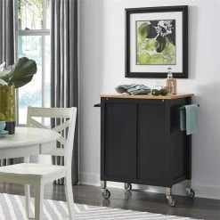 Deals ✨ Homestyles Dolly Madison Black Wood Kitchen Cart ⌛ 5 Deals ✨ Homestyles Dolly Madison Black Wood Kitchen Cart ⌛ -Bakers Racks Sales 2520618 2 L