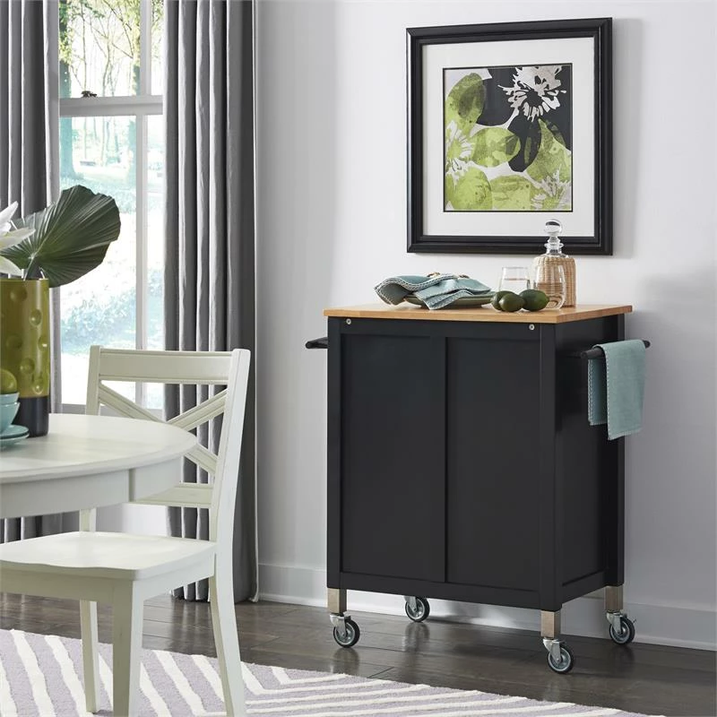 Deals ✨ Homestyles Dolly Madison Black Wood Kitchen Cart ⌛ 3 Deals ✨ Homestyles Dolly Madison Black Wood Kitchen Cart ⌛ - Image 3