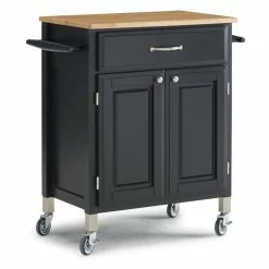 Deals ✨ Homestyles Dolly Madison Black Wood Kitchen Cart ⌛